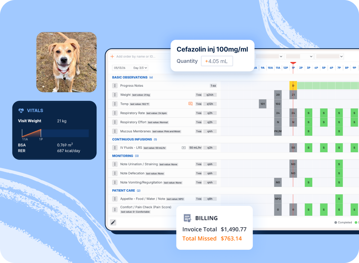 Instinct Treatment Plan dashboard showing digital treatment sheets, patient monitoring, and billing